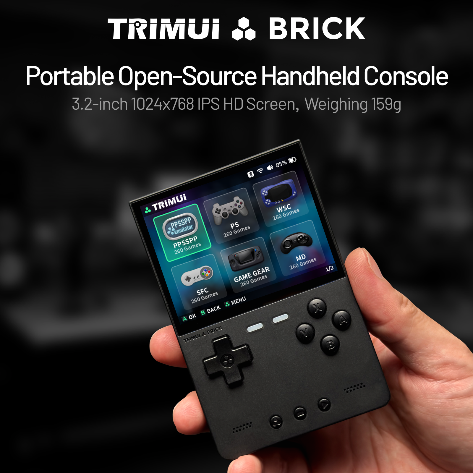 TRIMUI Brick HD Screen Handheld Console_black