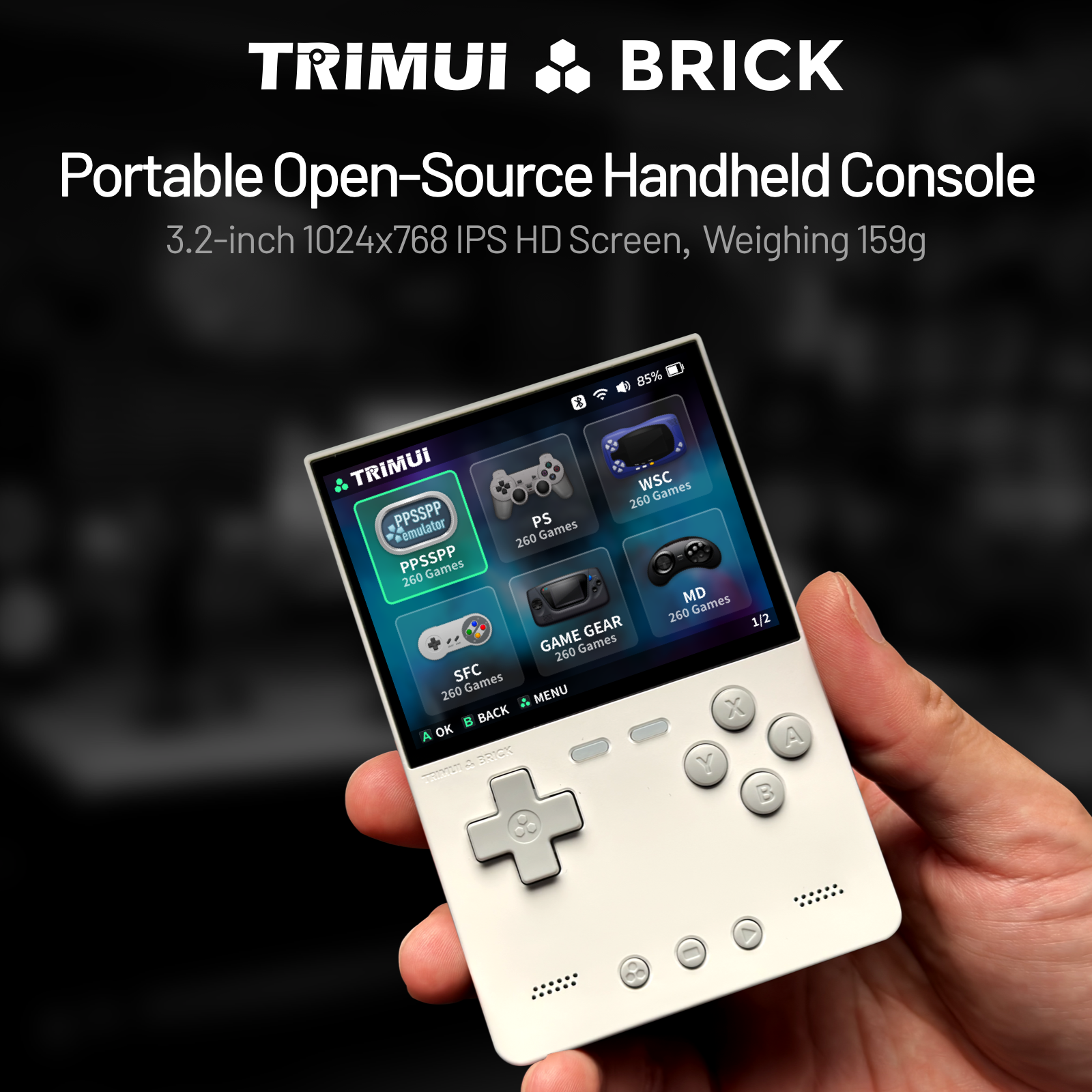TRIMUI Brick HD Screen Handheld Console_white
